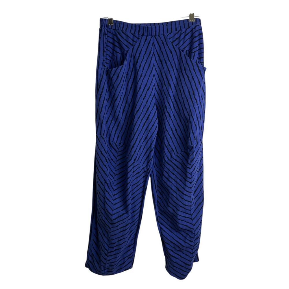 M X Matthildur Disha Pants Blue Striped XS Womens Relaxed Lantern Pull On EUC